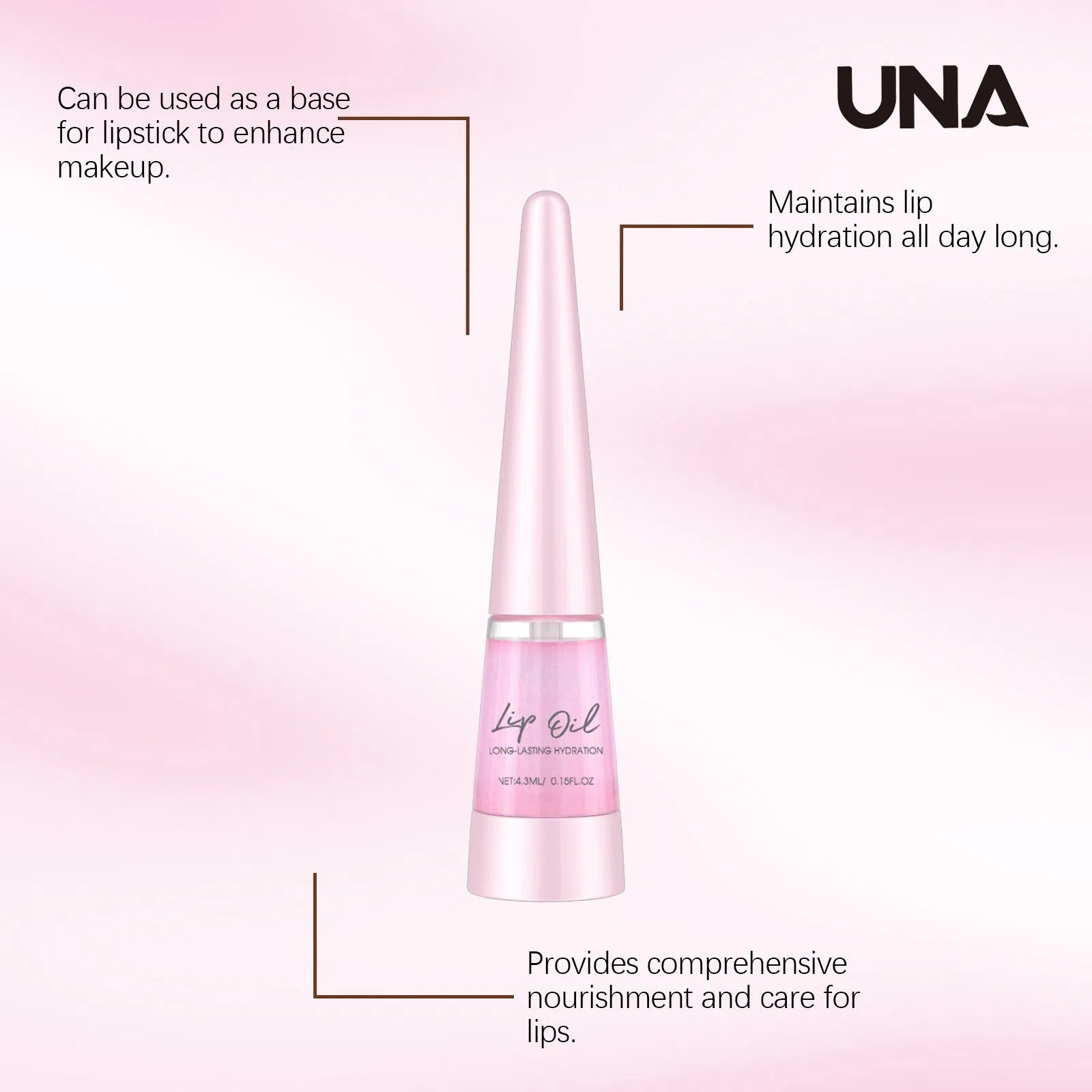 Pink Nourishing Lip Oil - Gently Cares for and Nourishes Lips, Hydrating and Delicate Lip Skin