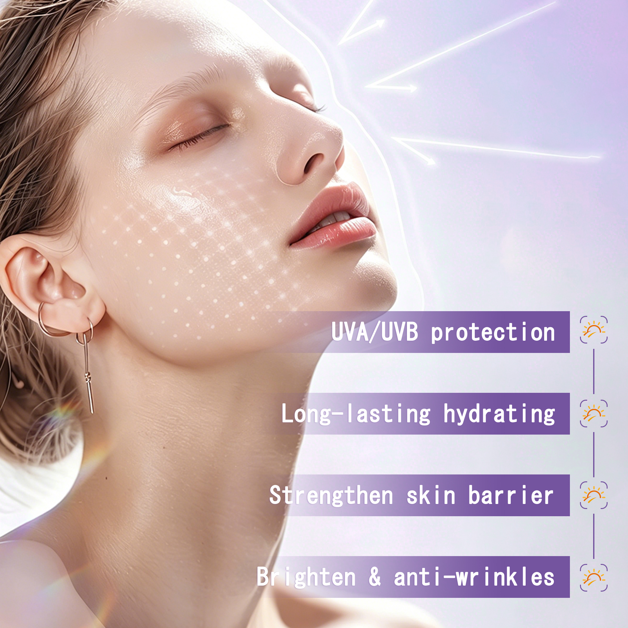 Outdoor Travel Portable Weightless Waterproof SPF50 PA+++ Zinc Oxide Sunscreen UVA / UVB Sun Protection Cream With Lanyard