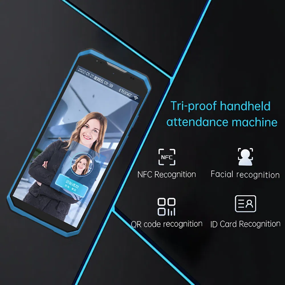 16MP Rear Camera Handheld Biometrics Time Attendance Access Control System for Night Patrol