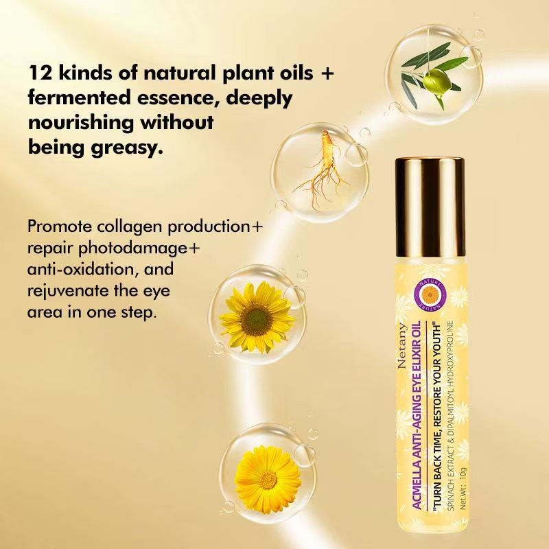 Herbal Plant Extract Eye Care Essence Oil Rollerball Relieve Eye Fatigue &amp; Reduce Fine Lines