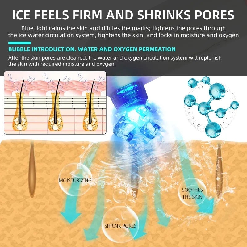 Heating Cooling LED Vacuum Repair Shrink Pore Cleaner Small Bubble Electric Cleansing Blackhead Suction Instrument
