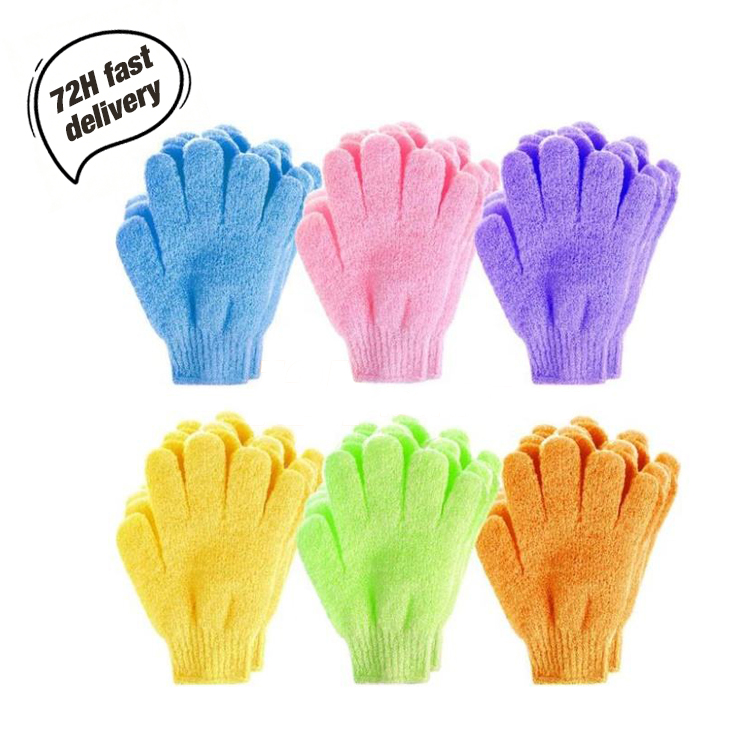 Stock Cheap Scrub Nylon Bath Exfoliating Mitt Shower Wash Gloves Bath Scrubber Gloves for Shower Body Dead Skin Remover
