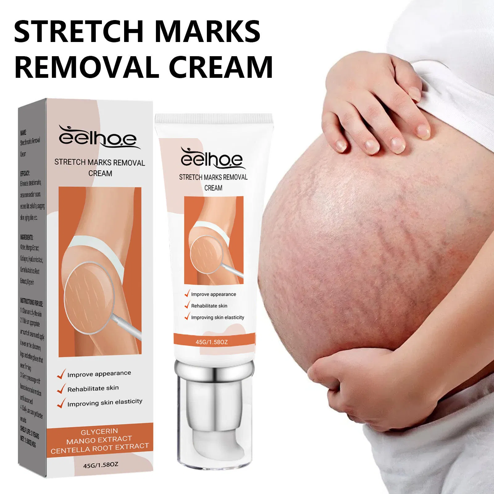 Shea Butter Scar Removal Lotion for Body Skin Stretch Marks Fades and Smooths Stretch Mark Cream for Pregnancy Care