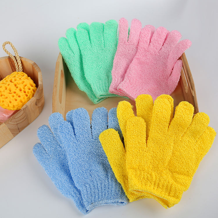 Stock Cheap Scrub Nylon Bath Exfoliating Mitt Shower Wash Gloves Bath Scrubber Gloves for Shower Body Dead Skin Remover
