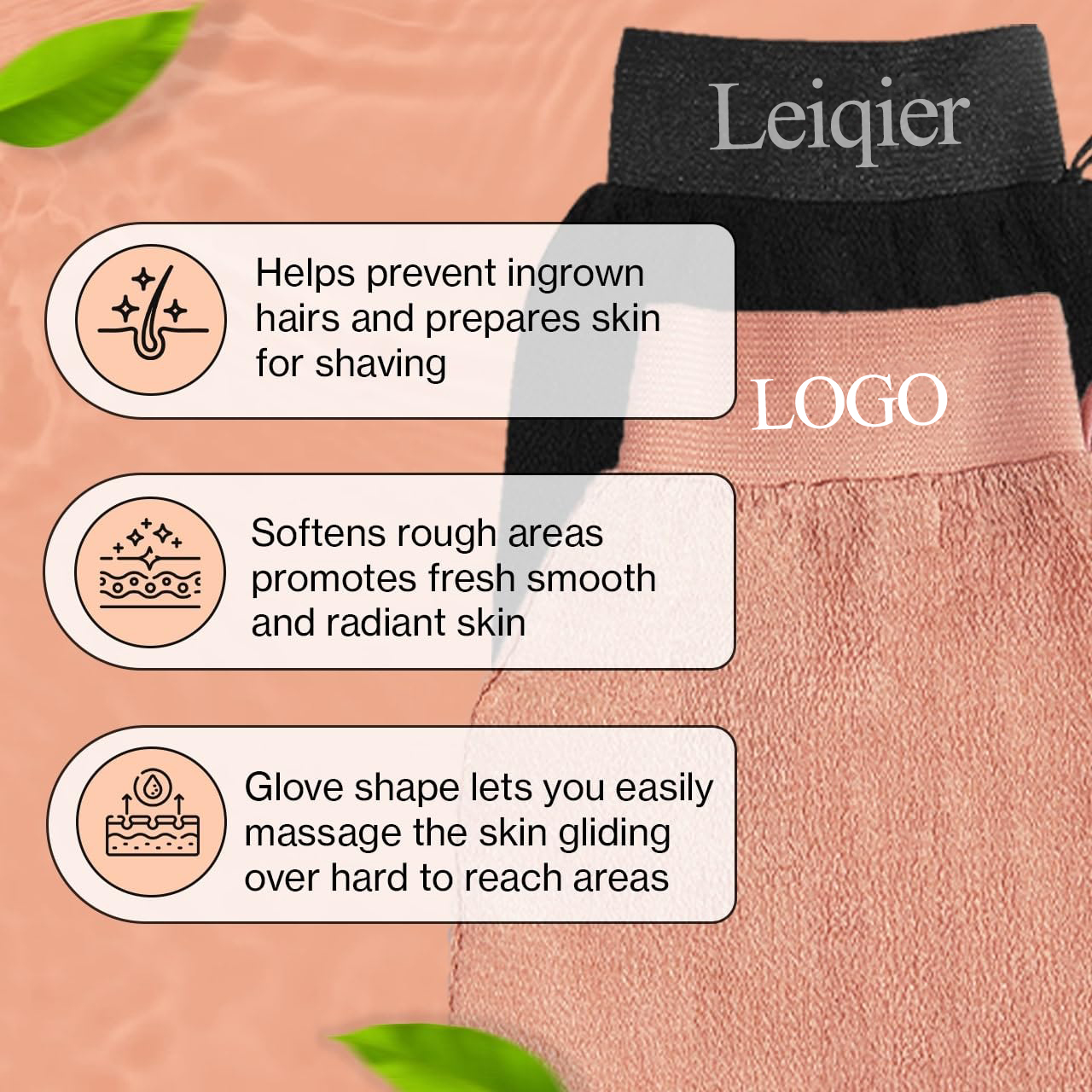 Custom Logo Deep Exfoliation Gloves Scrubber Mitt Skin Cell Renewal Bath Beauty Body Scrub Brush Sponges Dead Skin Remover Bath