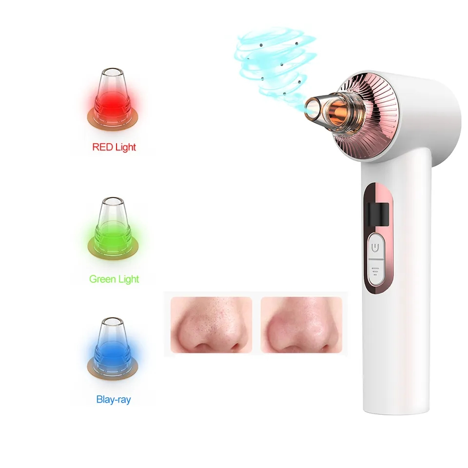 LED Visible Camera Facial Whiten USB Battery Reduce Grease Acne Pore Clean Hot Cold Compress Vacuum Blackhead Remover