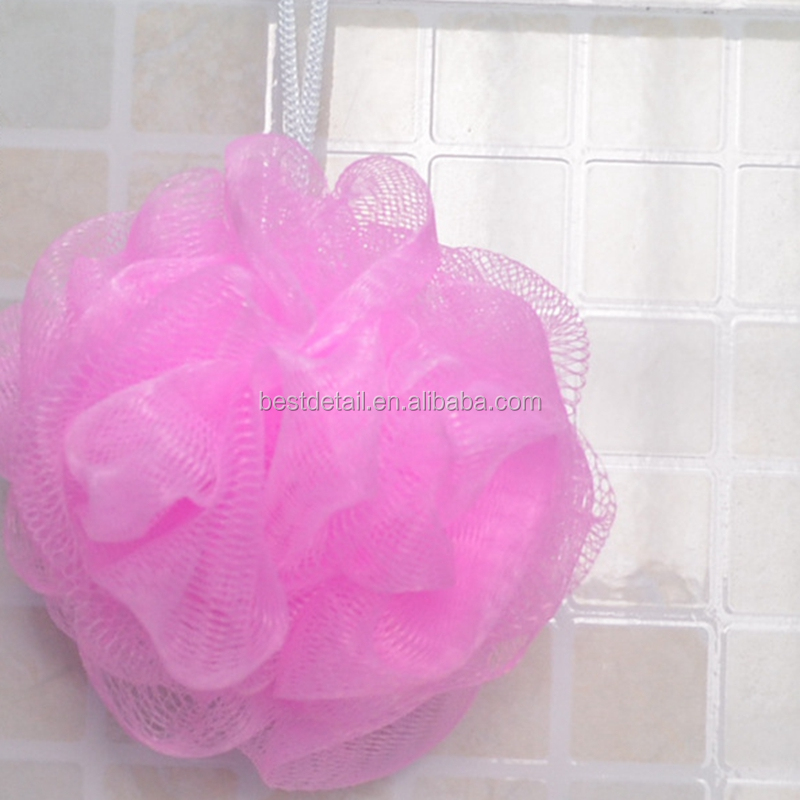 White Skin Care 30g Cheap Body Scrubber Ball Exfoliating Shower Loofah Mesh Pouf Bath Sponge Facial and Body Cleansing