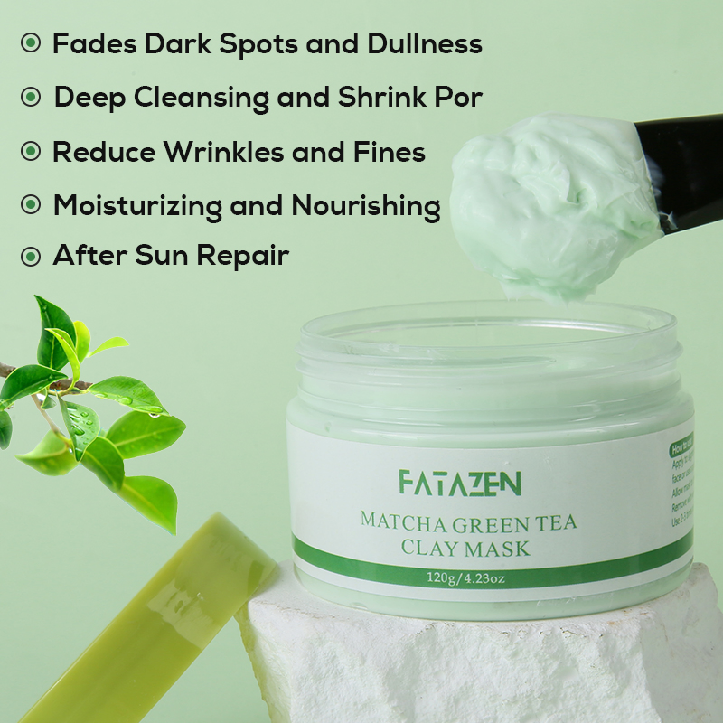 Natural Deep Cleansing Face Care Whitening Matcha Green Tea Clay Facial Mask