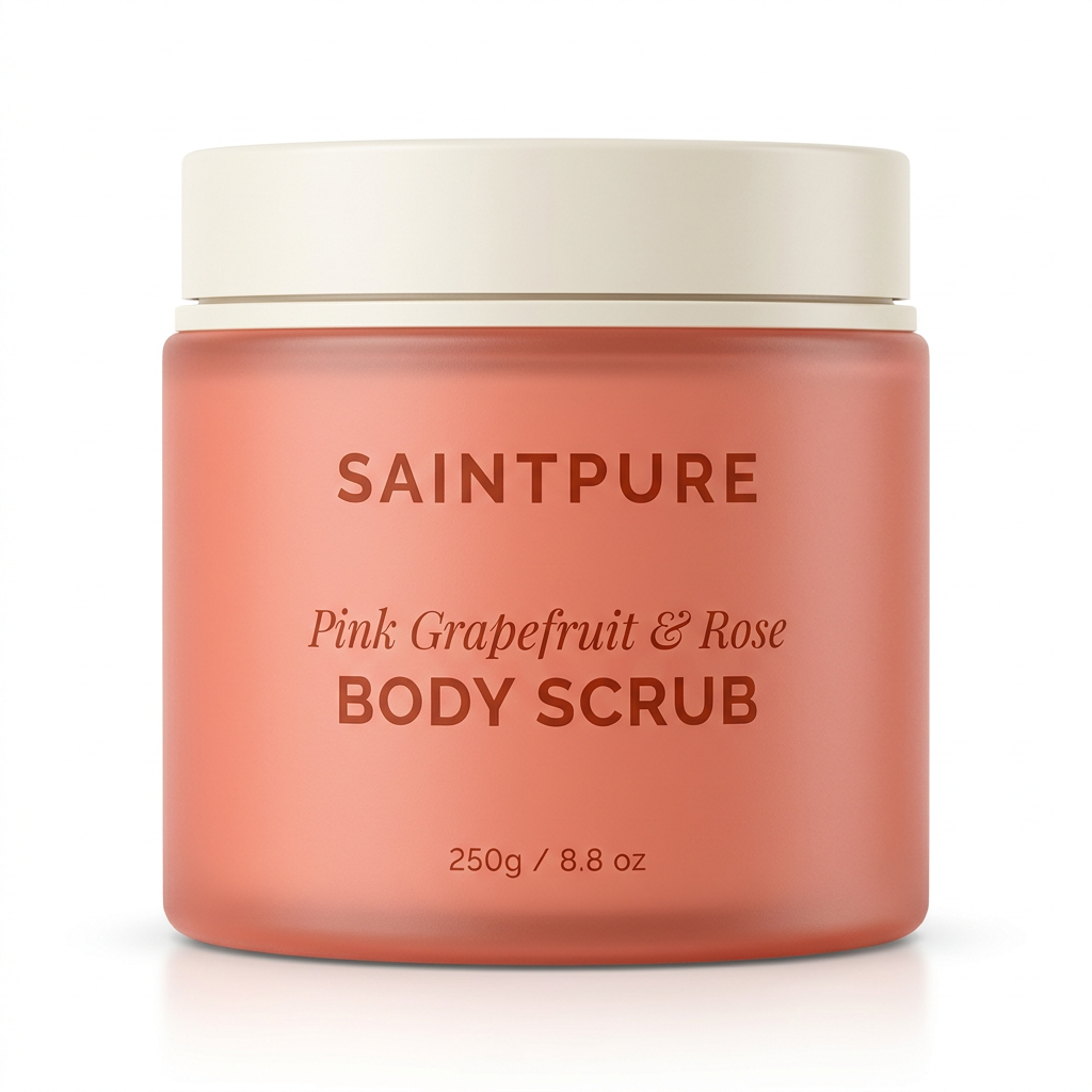 OEM Pink Grapefruit &amp; Rose Glowing Body Scrub Vitamin C Exfoliating Polish Brightening Skin Care for Dull Uneven Skin Tone 250g