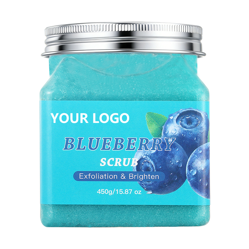 Organic Fruit Extract Smoothing Exfoliating Brightening Deep Cleaning Blue Berry Salt Scrub Vitamin E Moisturizing for All Skin