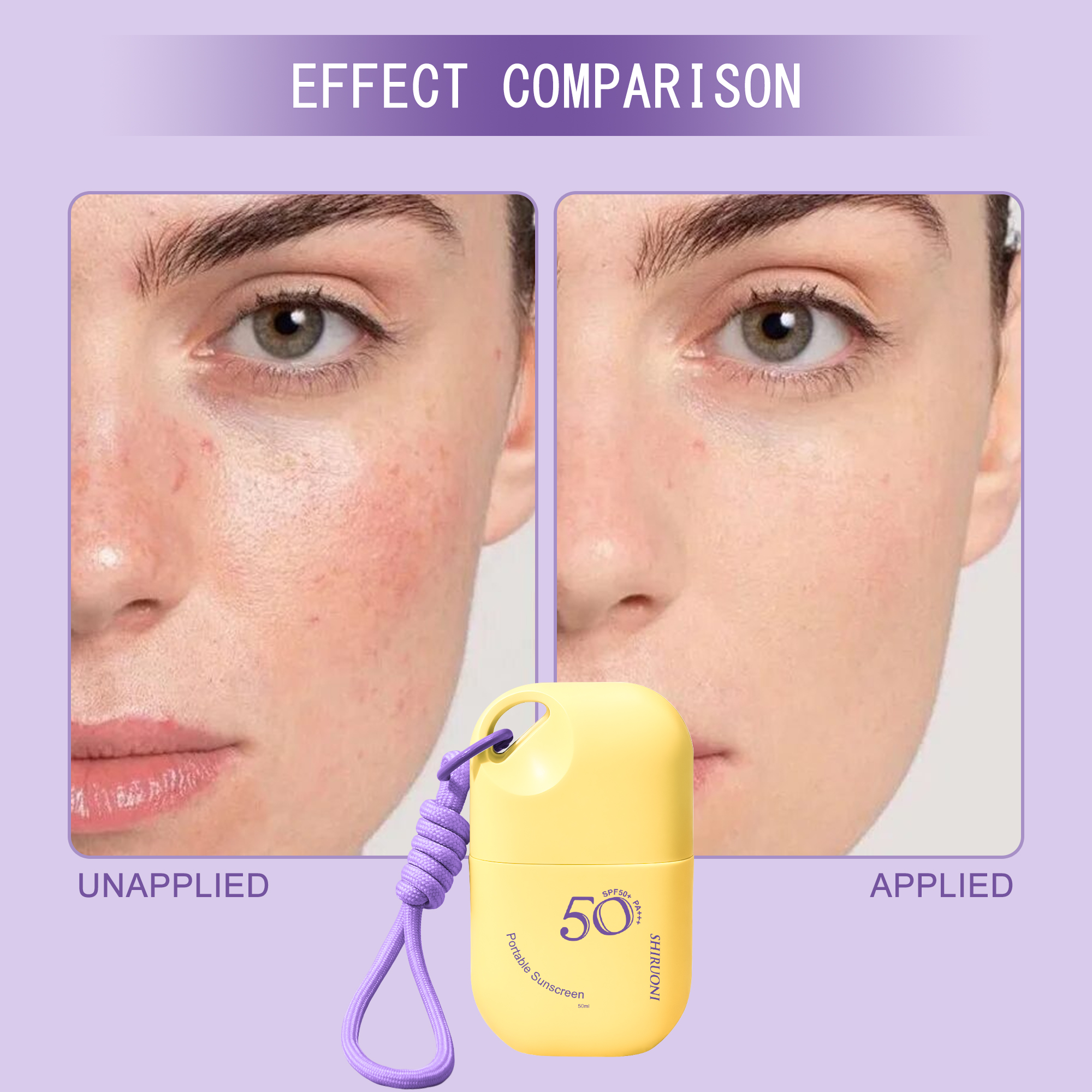 Outdoor Travel Portable Weightless Waterproof SPF50 PA+++ Zinc Oxide Sunscreen UVA / UVB Sun Protection Cream With Lanyard