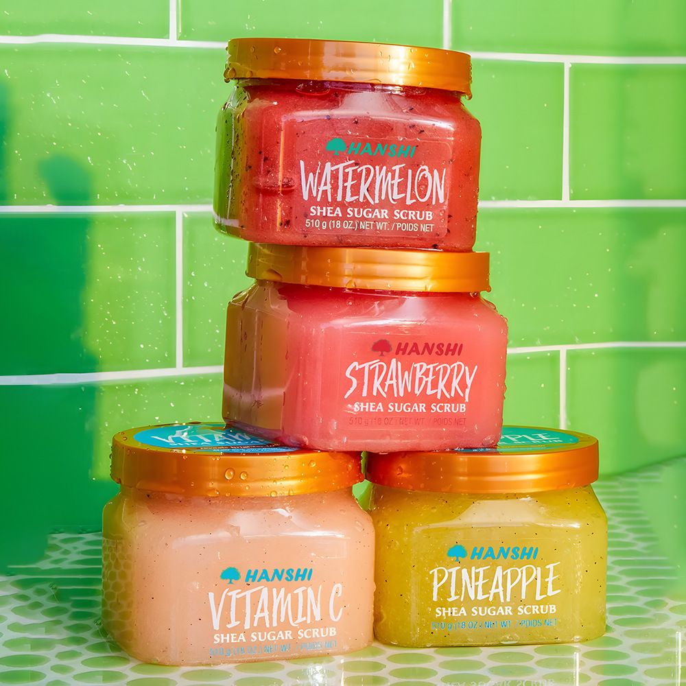 Wholesale Fruit Peach Watermelon Exfoliating Moisturizing Skin Bath Scrub Shea Sugar Scrub Body Scrub Custom