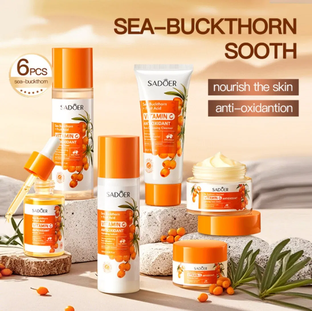 Online Wholesale Facial Skin Care Gift Kits Skincare Products Sea Buckthorn Antioxidant 6-PCS Skincare Set Vitamin C Face Care Set