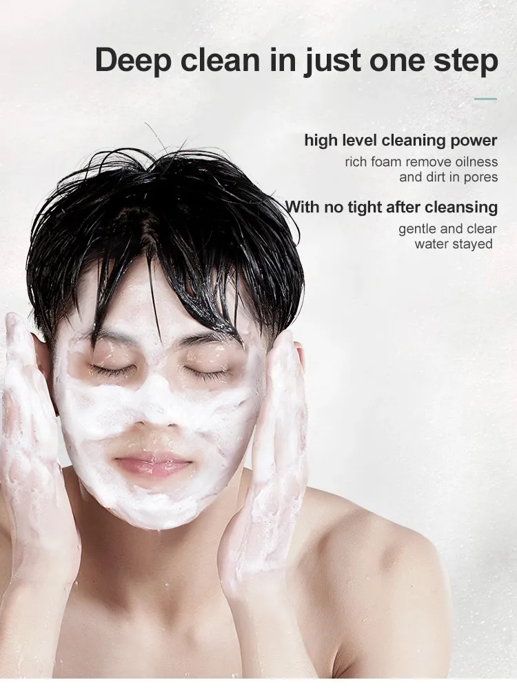 Private Label Men Amino Acid Cleanser Deep Cleansing Oil Control Foam Herbal