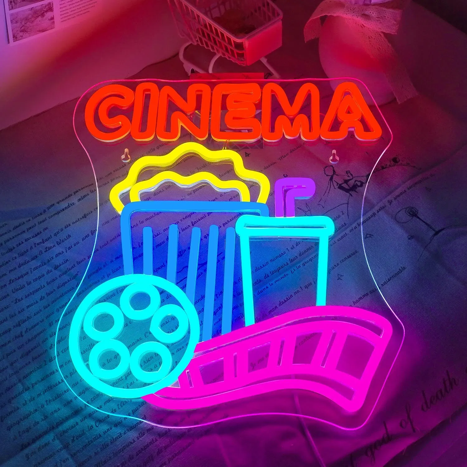 Dimmable's Cinema-Themed Neon Light Neon Sign for Home Theater Man Cave Movie Night Decor