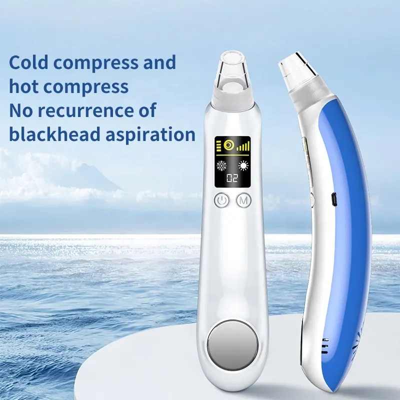 Facial Nose Acne Treatment Black Head Removal Suction Pore Cleanser Heating Ice Compress Hot Cold Vacuum Blackhead Remover