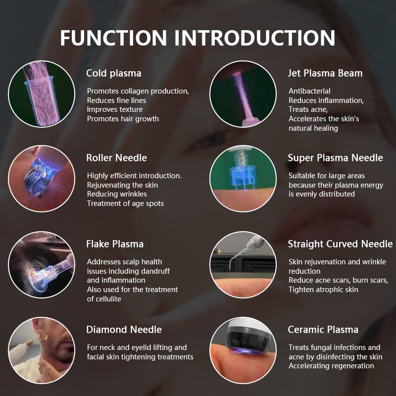 Skin Care 8 in 1 Ozone Plasma Acne Treatment Eyelid Face Lifting Skin Tightening Cold Plasma