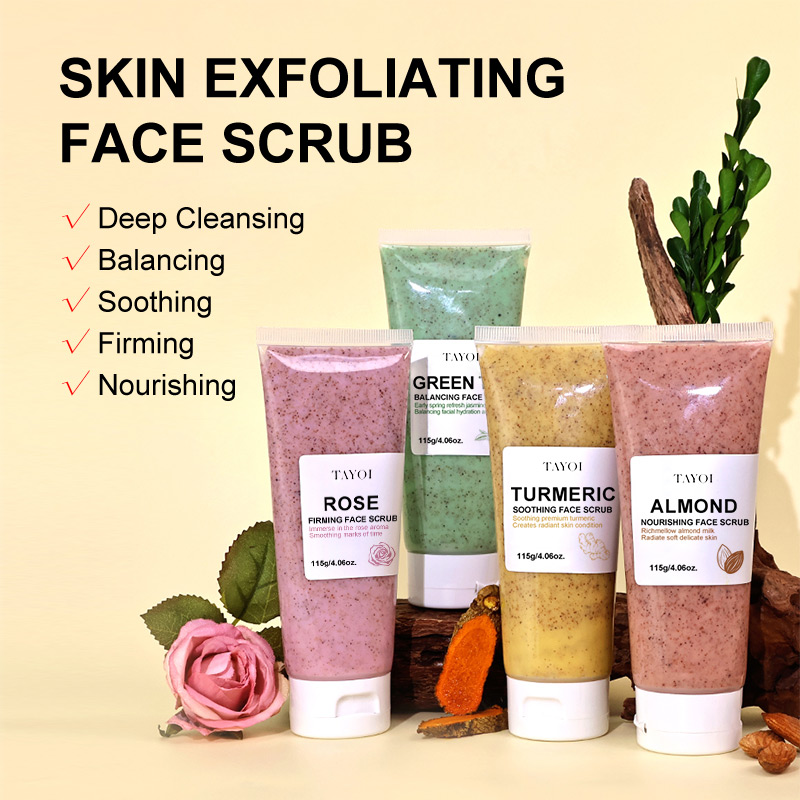 Customized Squeeze Tube Exfoliating Face Scrub Herbal Zero-grit Turemeric Soothing Brightening Scrub for Face Care