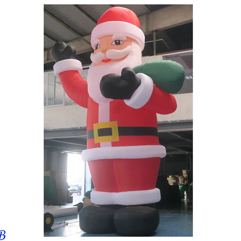 LED Red Inflatable Santa Half-Body Lying on Building for Night Decoration