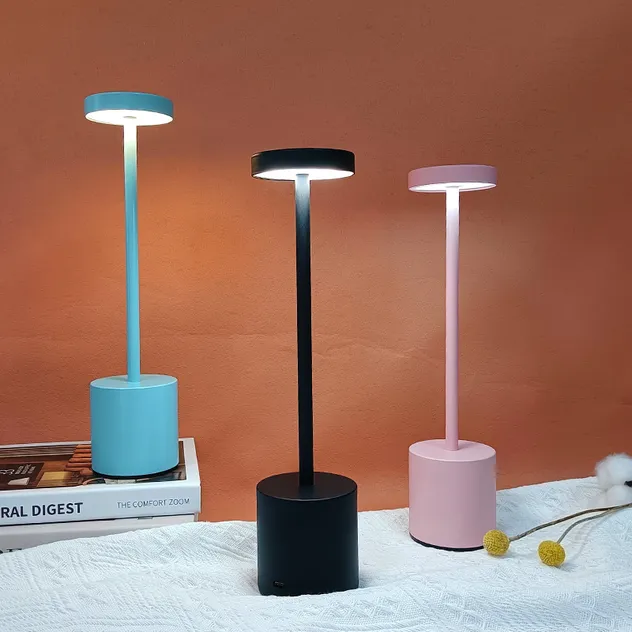 Modern Portable USB Cordless Rechargeable Table Lamp with Touch Control and Night Light