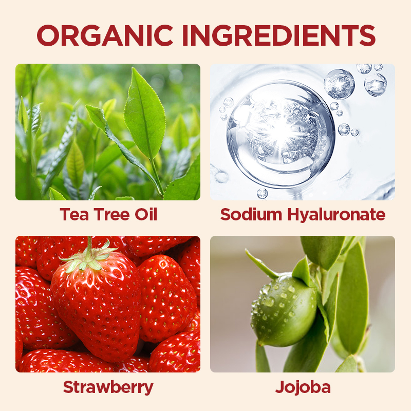Hydrating Paraben-Free Deep Cleansing Moisturizer and Organic Vegan Strawberry Facial Mousse Cleanser