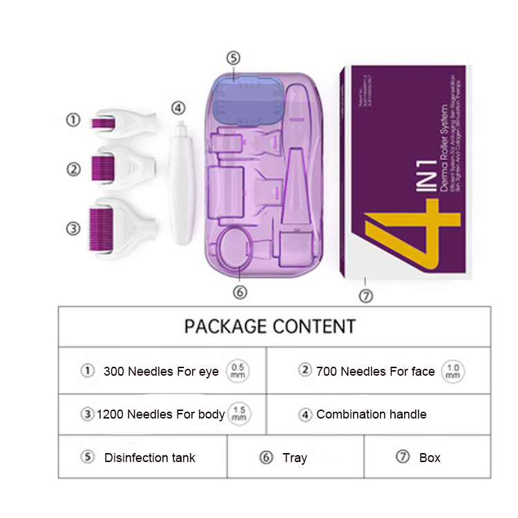 "4 in 1" Micro Needle Derma Roller Skin Care for Beauty