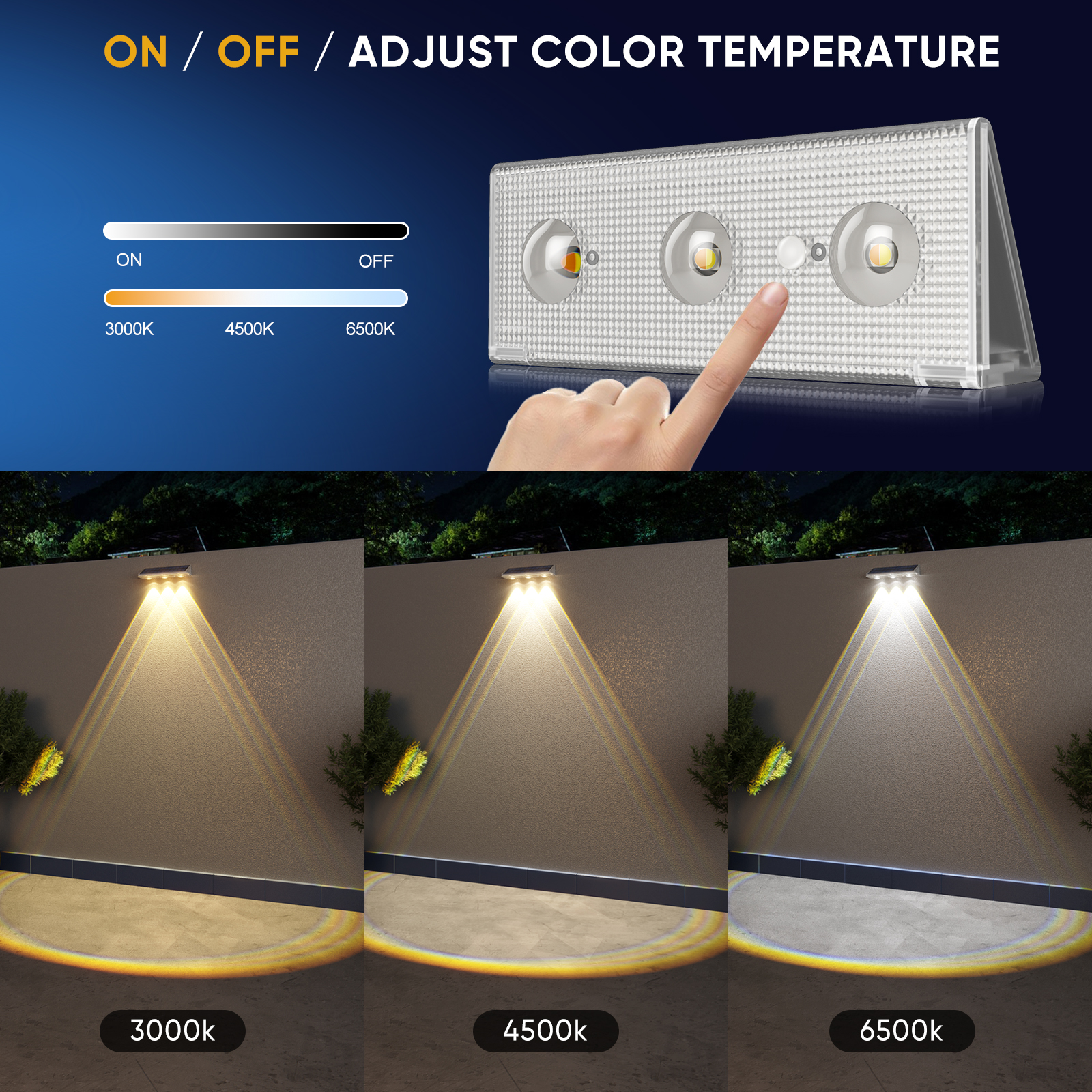 OEM Quality 4 Pack Solar LED Wall Lights RGBW Waterproof IP66 Garden Lights 2000mAh LiFePO4 Battery 5-Year Lifespan Auto on