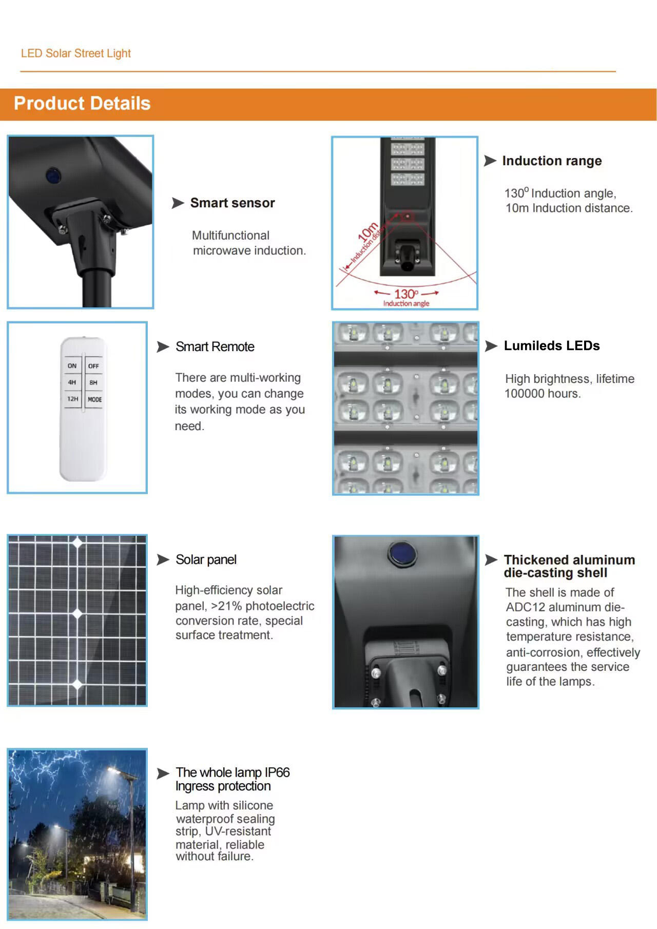 Free Electric Bill Green Energy All in One Solar Street Light 190lm/W High Lumen Outdoor Solar Light