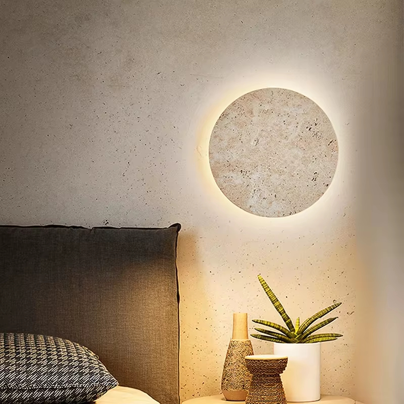 Japanese-style Wabi-sabi Modern Yellow Stone LED Wall Lamp For Bedroom Bedside Guesthouse Hallway Entrance