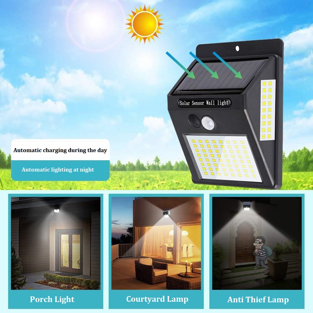 Outdoor Wall Pack Light Waterproof 6W Solar Garden Lamp LED Security Night Lights With PIR Motion Sensor