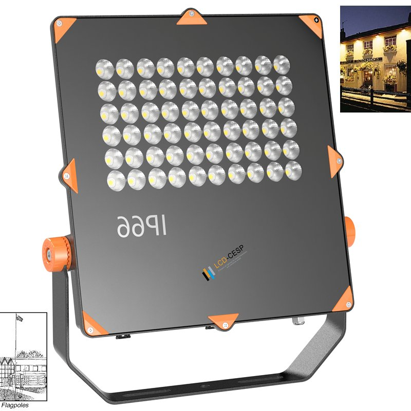 Narrow Beam Angle ADC12 Aluminum Alloy LED Floodlight 100W-800W IP67 IP68 Ik08 120-160lm/W 100-277VAC or 24VDC for Outdoor Garden, Factory, and Wall Lighting