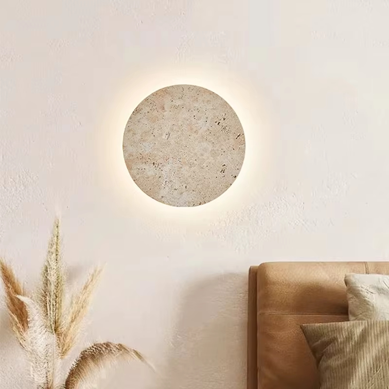 Japanese-style Wabi-sabi Modern Yellow Stone LED Wall Lamp For Bedroom Bedside Guesthouse Hallway Entrance