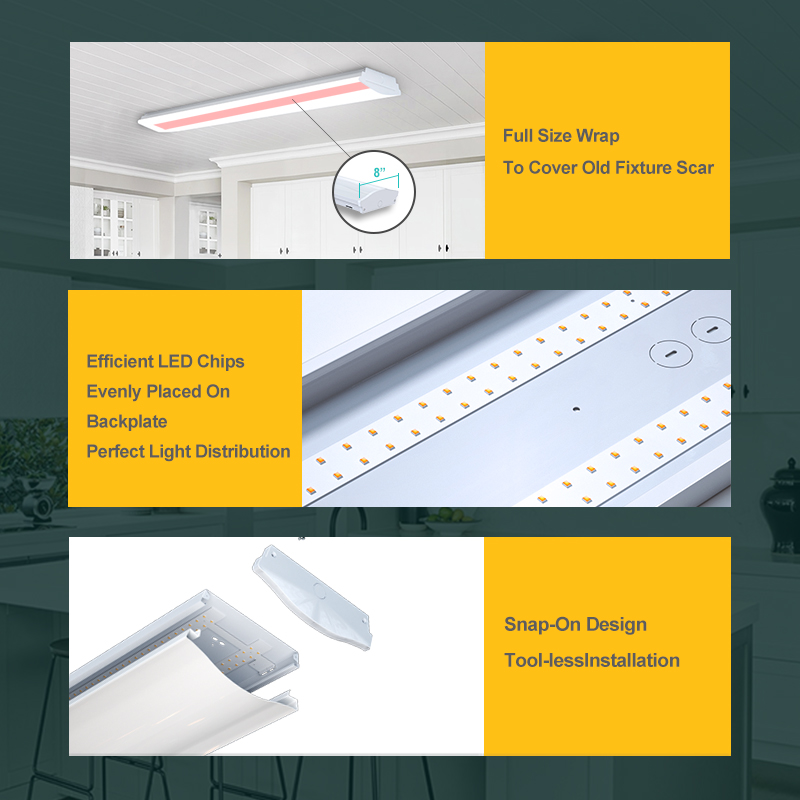 High Quality Indoor Lighting Cct Selectable 40w Low Bay Linear Light Led Wraparound Fixture Ceiling Lamp