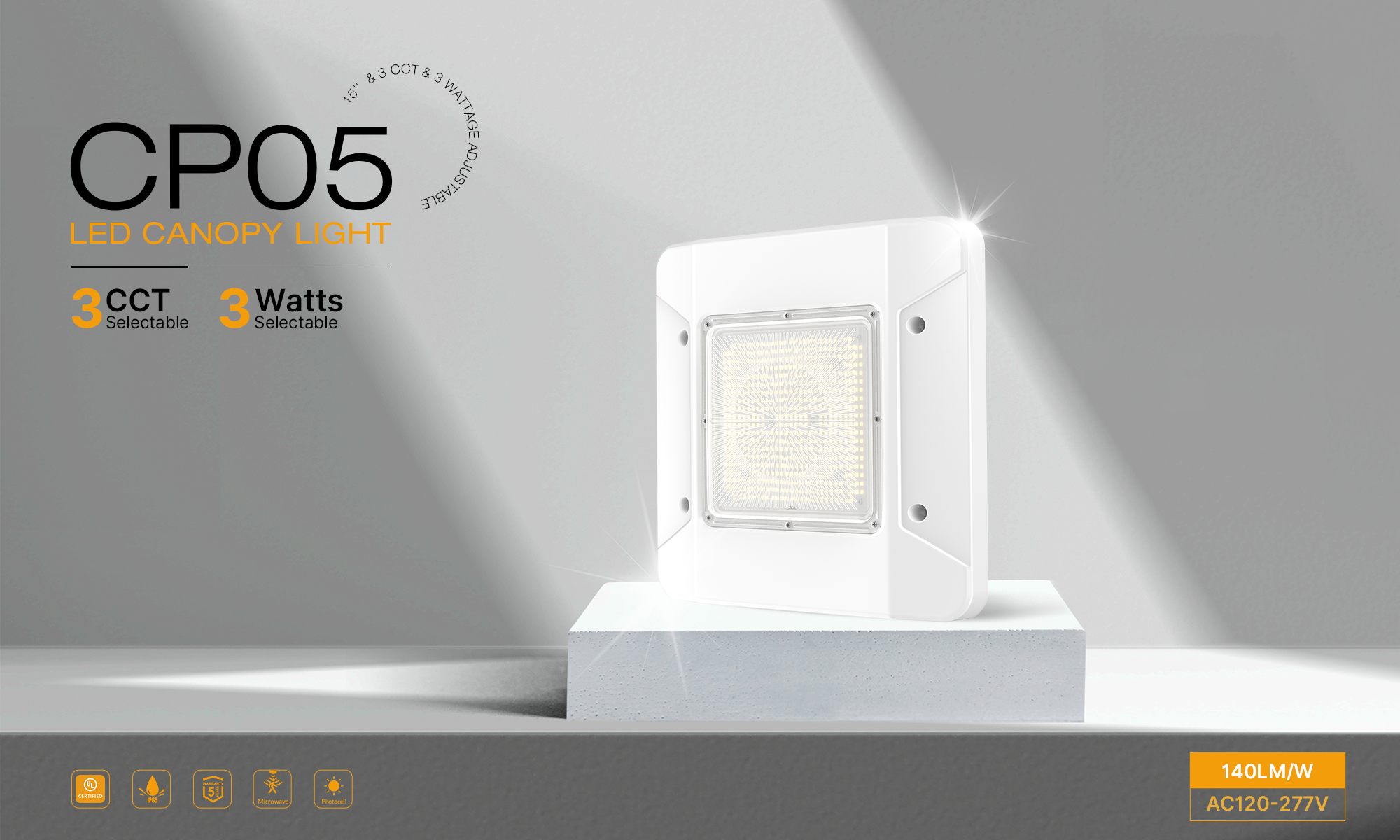 LED Canopy Light LED Gas Stations Light IP65 Rated 4100K Neutral White 21000LM 60W-240W 5-Year Warranty