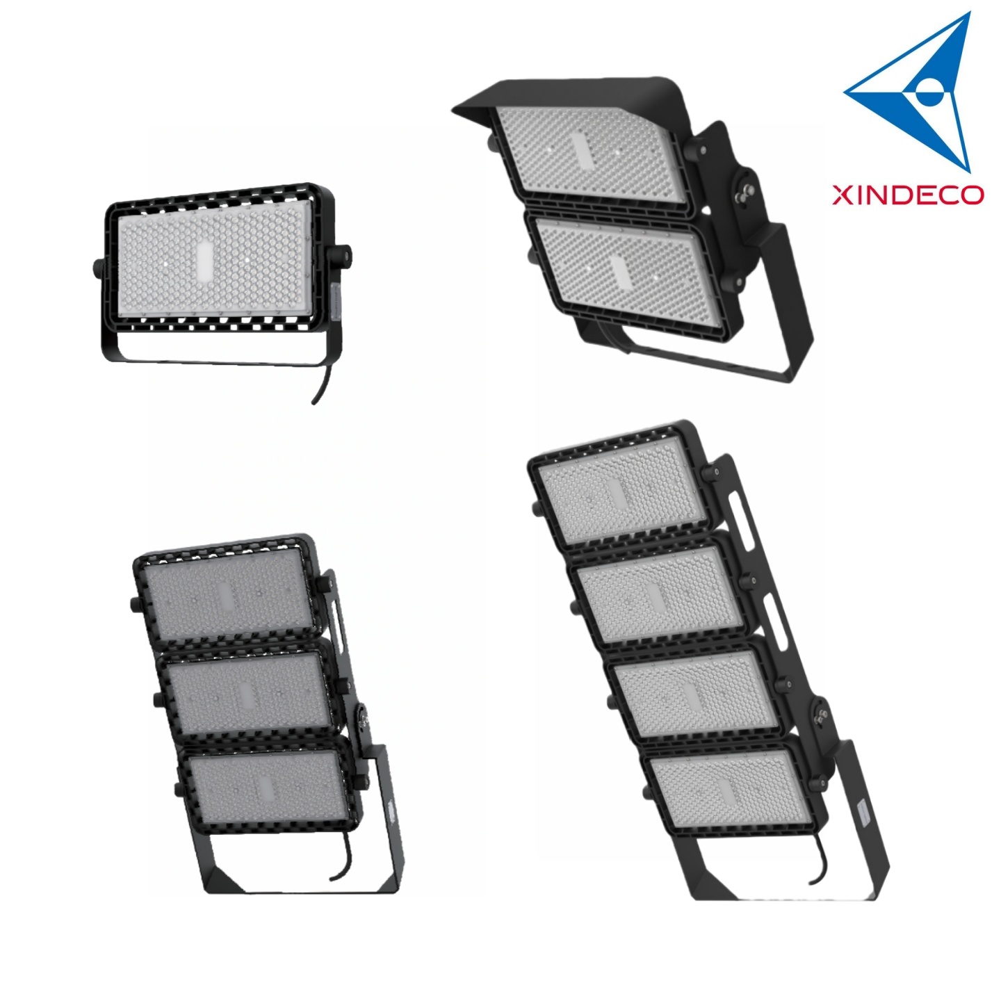 XINDECO LED Flood Light IP66 IK10 240W-960W 155 Lm/W Die-cast Aluminum Outdoor Lighting for Stadiums Industrial Areas