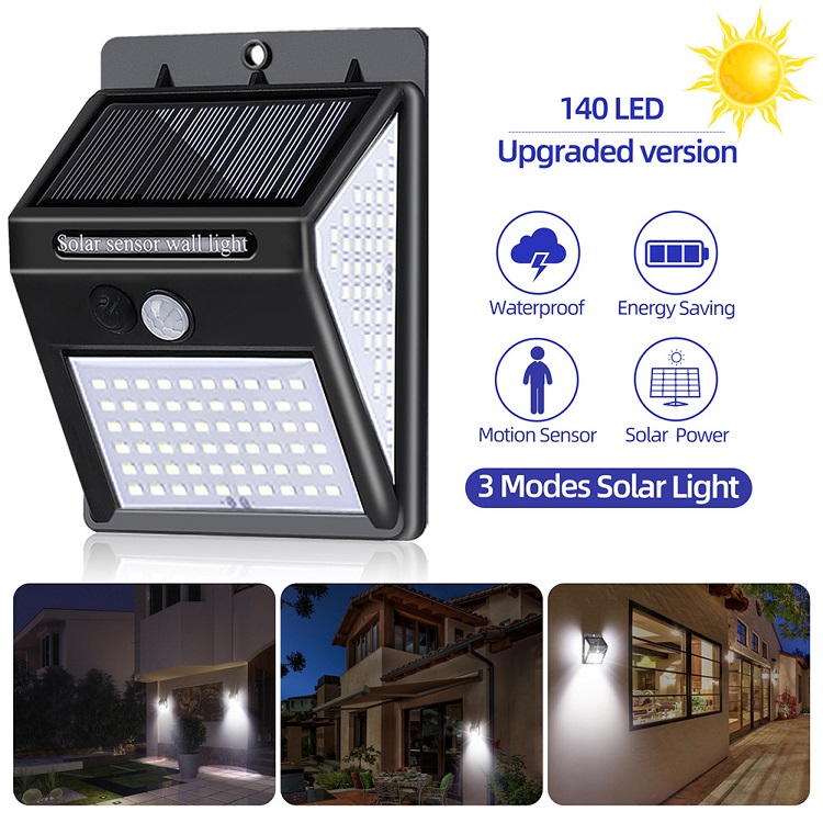 Outdoor Wall Pack Light Waterproof 6W Solar Garden Lamp LED Security Night Lights With PIR Motion Sensor