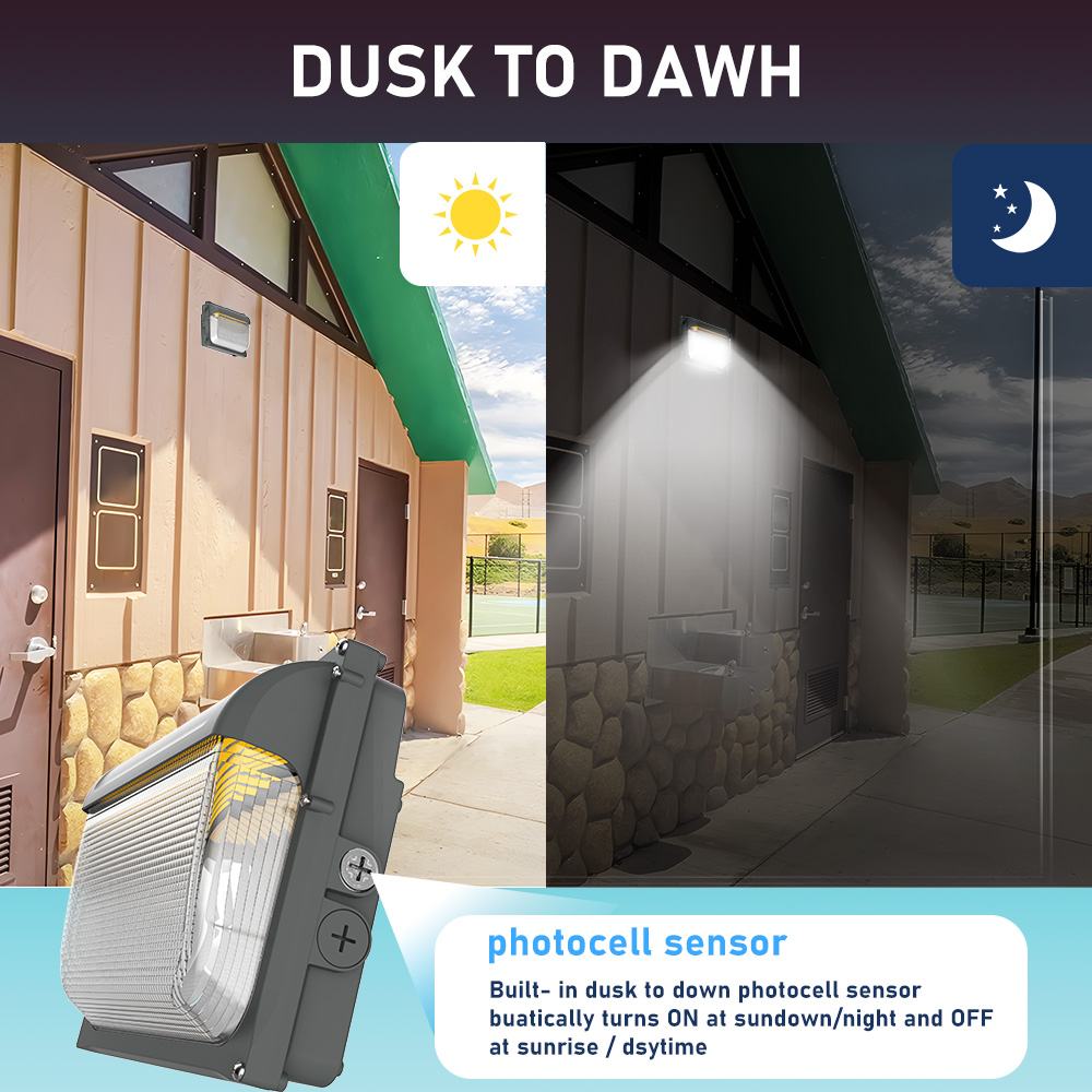 US Stock 100W 80W 60W LED Wall Pack Light 3000K to 6000K With Photocell Dusk and Dawn Wall Lamp Outdoor LED Wall Lamp for Yard