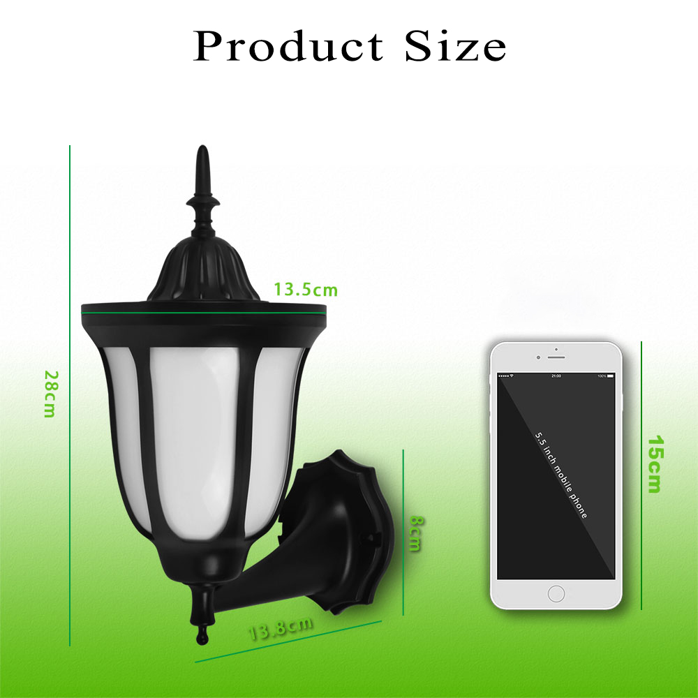 2 Pack Outdoor Lighting Solar Wall-Mounted 96 LED Dancing Flame Garden Light IP65 Water-Resistant Light Sensor Control Black