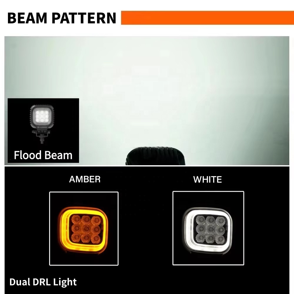 4 Inch Patented LED Pod Work Light Amber DRL Flood Beam Emark 4x4 Offroad LED Driving Fog Light For Offroad Vehicle Truck ATV
