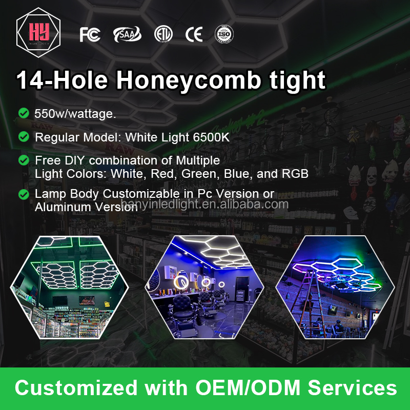 Hot Sale Car Showroom Auto Workshop Detailing Light Design Led Workshop Light Hexagonal Ceiling Led Light