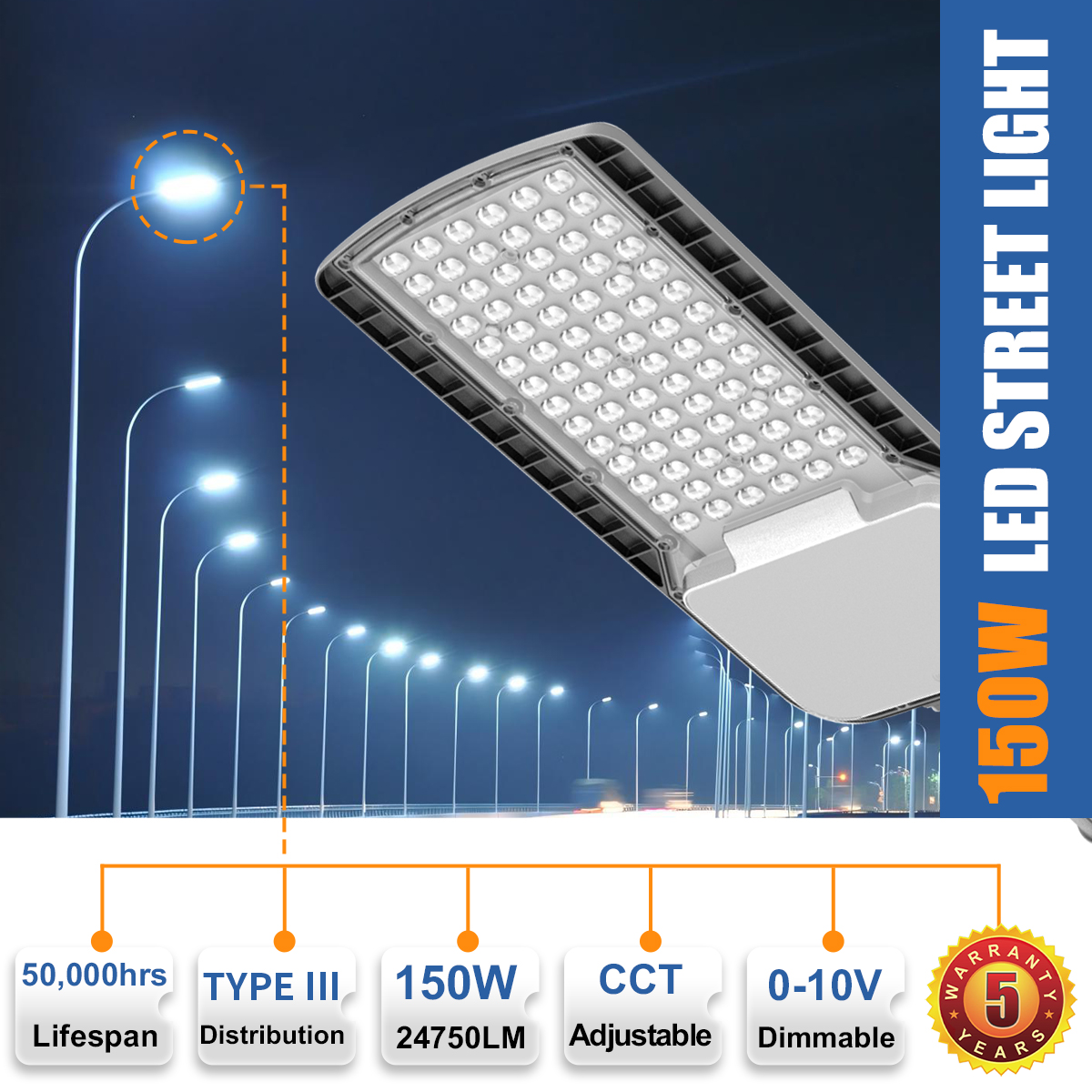 Outdoor Street Light US in Stock Public Lighting 200w 150w 100w Lampadaire LED Parking Lot Area Post Flood Lights Road Lamp
