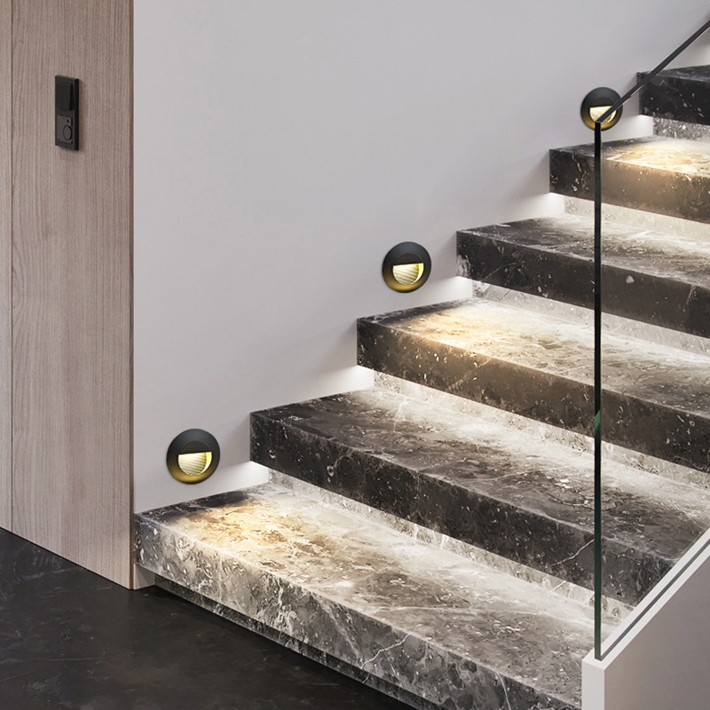 Waterproof LED Step Light Aluminum Base Box Embedded Floor Lamp Wall Light for Outdoor Corridors Staircases Gardens IP65 Rating