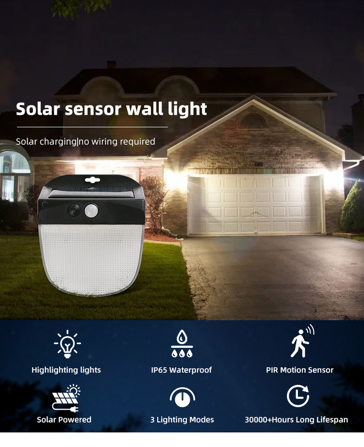 2 Pack Solar Wall Lights Outdoor Motion Sensor with 3 Modes Waterproof Dusk to Dawn LED Solar Lights for House Security Lamp