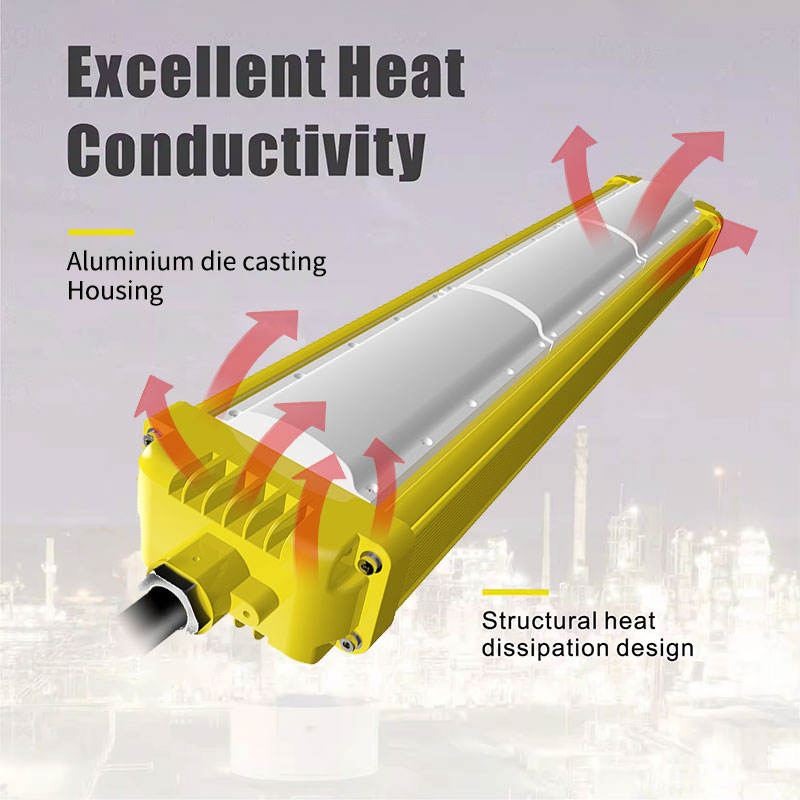 ATEX Explosion Proof Light IP66 Linear Tube Light Emergency LED 40W 80W Hazardous Area Oil and Gas Filed Lighting Zone 1 Zone 2