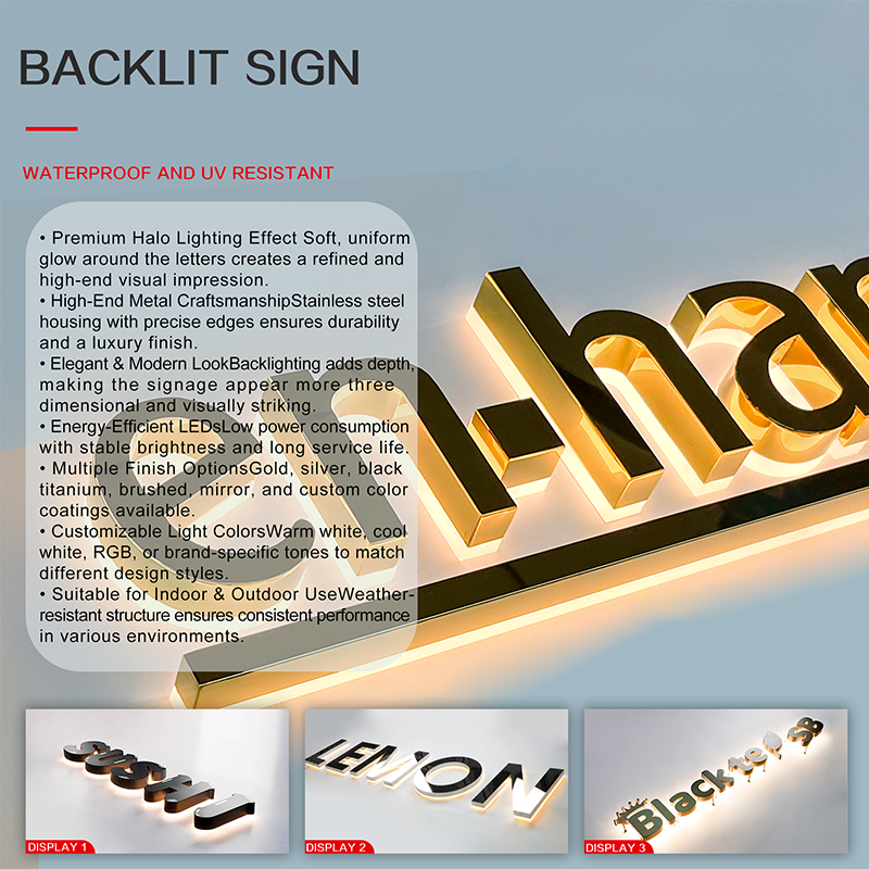 Custom Logo Board Outdoor Store LED Light Acrylic Steel Channel Business Outdoor 3D Backlit Sign