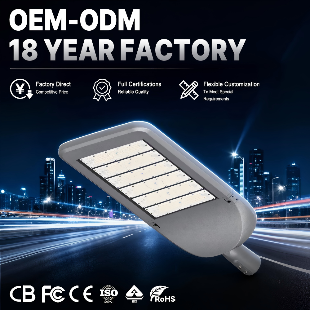 All-in-One Integrated Smart LED Street Light IP65 Rated 5-Year Warranty Multi-Color Temperature (4100K/5000K/6000K)