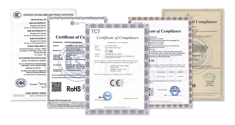Certifications CE RoHs