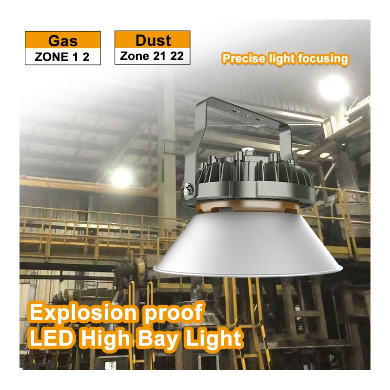 TUV ATEX IECEx 5-Year Warranty IP66 120W-140W LED CRI 80 90 Degree Beam Angle Nema 4X Explosion Proof High Bay Light Lighting