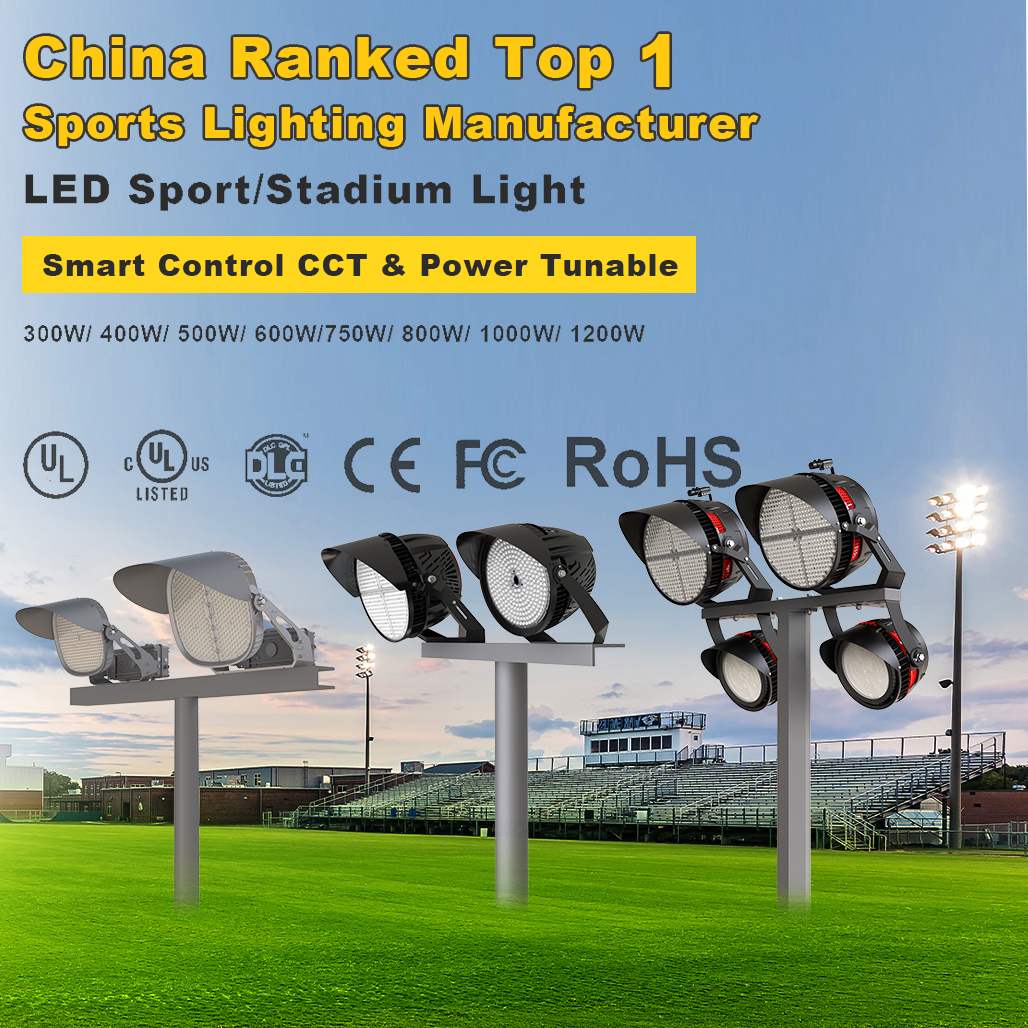 1200W LED Sports Stadium Flood Light 300w 500w 750w 1000w Dali Dmx Rgbw for Sports Stadium Fields Football Airports