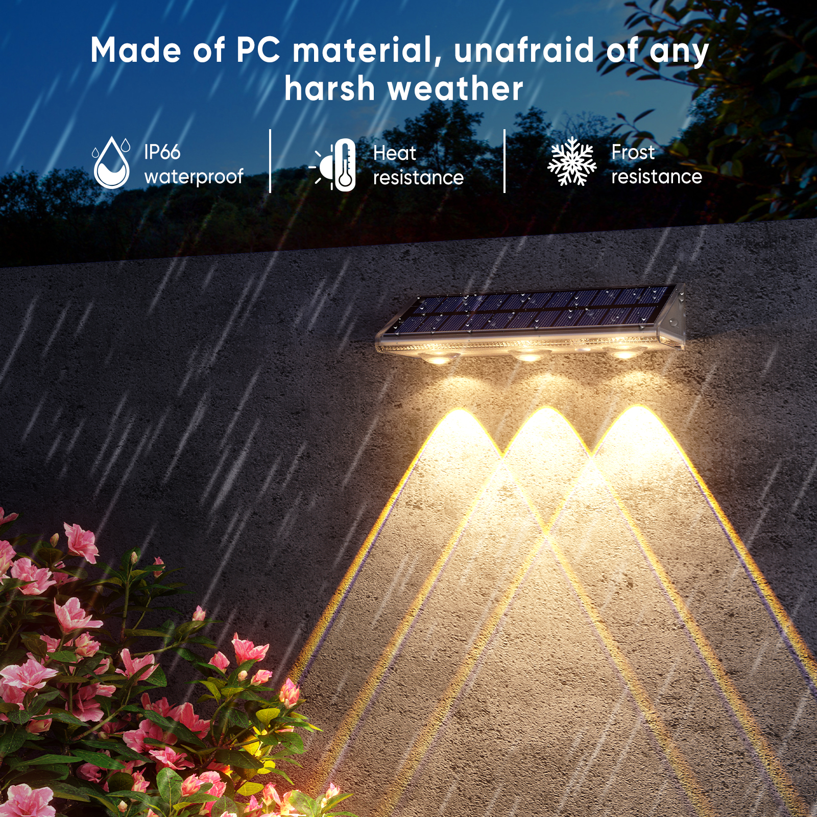 OEM Quality 4 Pack Solar LED Wall Lights RGBW Waterproof IP66 Garden Lights 2000mAh LiFePO4 Battery 5-Year Lifespan Auto on